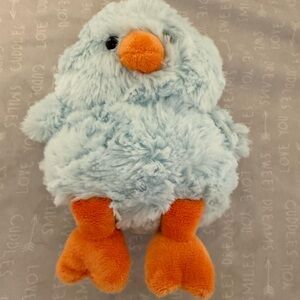 Fluffy Blue and Orange Stuffed baby chick easter Animal nwt 7“ x 5 1/2“ holiday